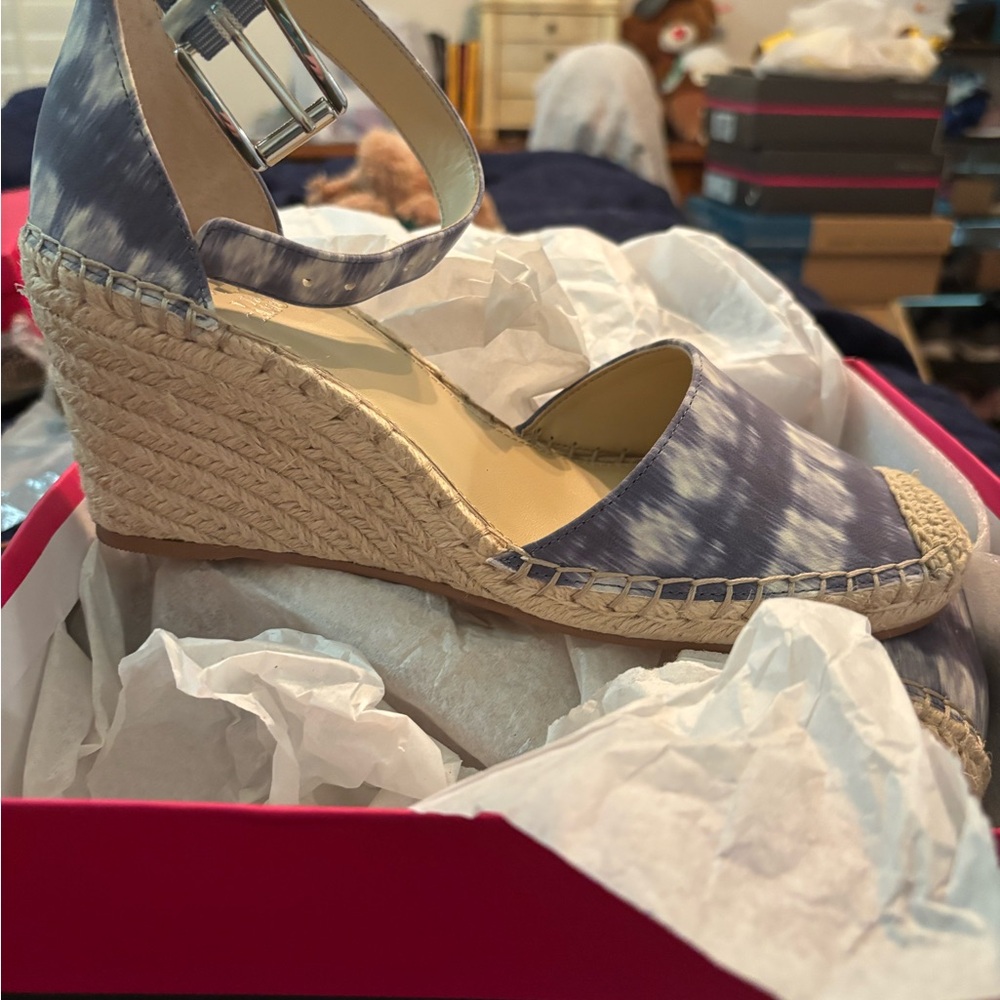 Vince Camuto Blue Espadrille Wedge Sandals